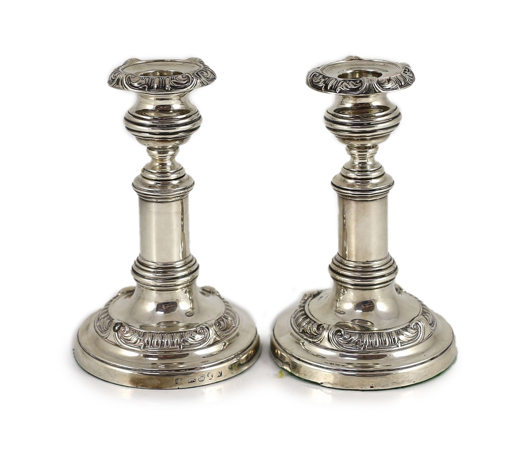 A pair of George III silver telescopic candlesticks, by S.C. Younge & Co